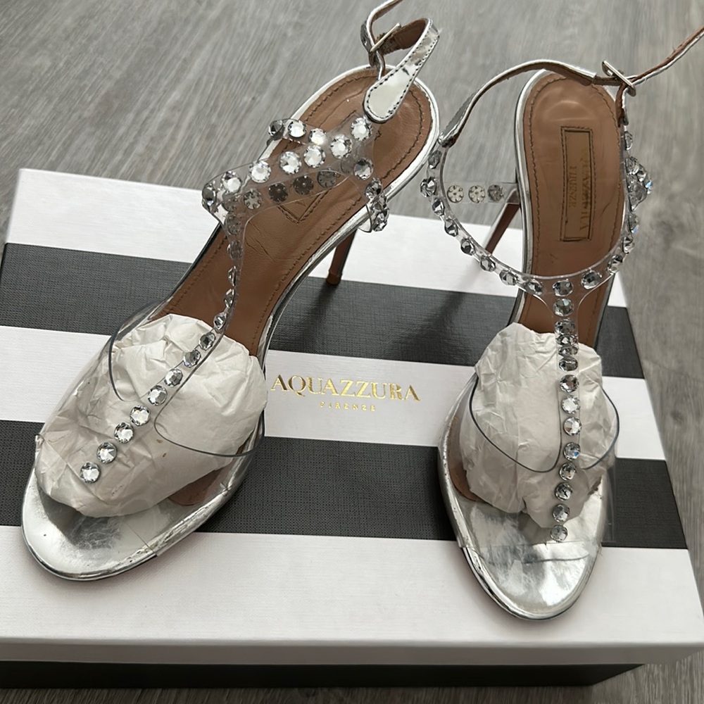 Aquazzura Shine Sandal Clear and Silver